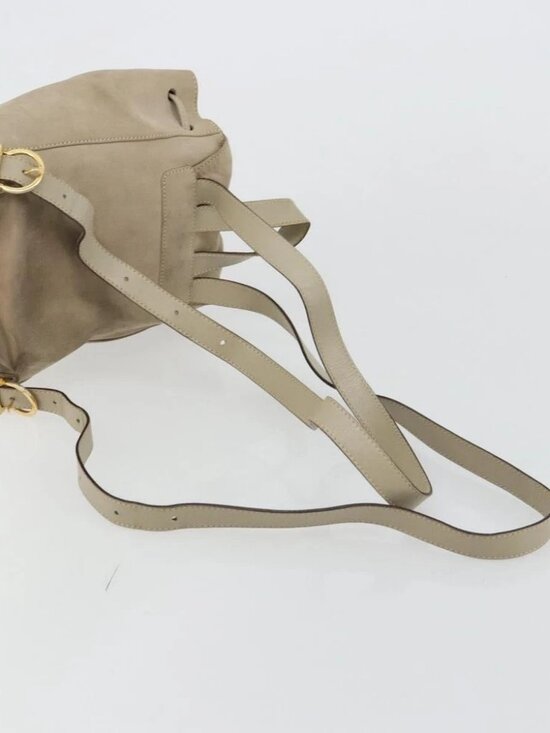 Salvatore Ferragamo Gancini Backpack Suede Gray Gold Auth 179844 main image 14